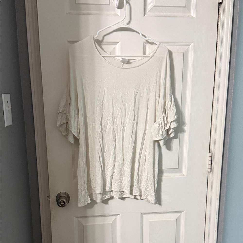 Agnes & Dora Cream Ruffle Sleeve Tunic